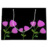 Rosa Blume auf der schwarzen Geschenktasche Große Geschenktüte (Vorderseite)