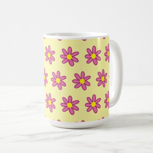 Rosa Blume auf der Tasse des Gelben Kaffees (VorderseiteRechts)