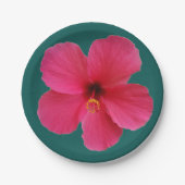 rosa Blume auf dunkelgrünem Pappteller (Vorderseite)