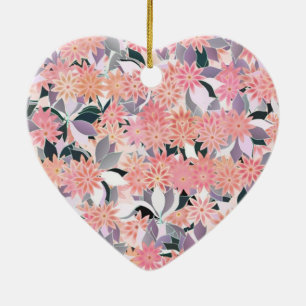 Rosa Blume auf einem Hintergrund silberner Blätter Keramik Ornament