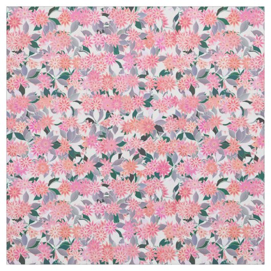 Rosa Blume auf einem Hintergrund silberner Blätter Stoff (Muster)