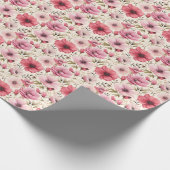 Rosa Blume auf Elfenbein Geschenkpapier (Ecke)