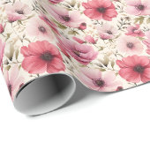 Rosa Blume auf Elfenbein Geschenkpapier (Rolleneckpunkt)