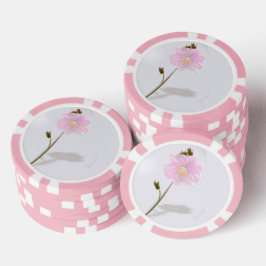 Rosa Blume auf Grau Pokerchips