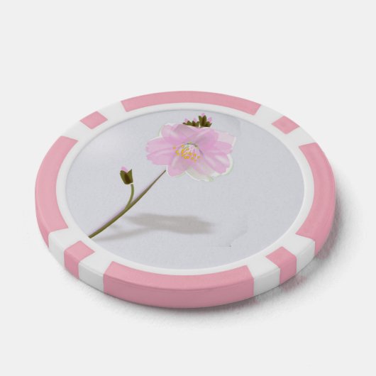Rosa Blume auf Grau Pokerchips (Einzeln)