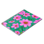 Rosa Blume auf grünem Hintergrund Notizblock (Linke Seite)