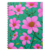 Rosa Blume auf grünem Hintergrund Notizblock (Vorderseite)