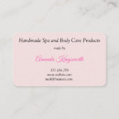 Rosa Blume auf handgefertigten Rose Wellness-Cente Visitenkarte (Rückseite)