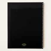 Rosa Blume auf Minimalistischer schwarzer Seite Planer (Rückseite)