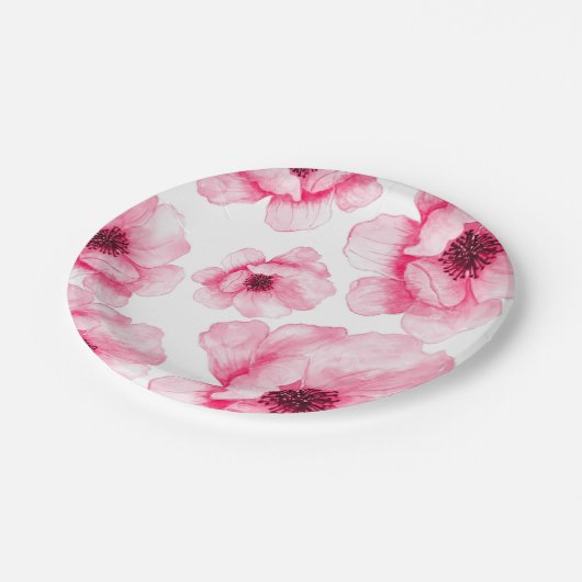 Rosa Blume auf Platte Pappteller (Schrägansicht)