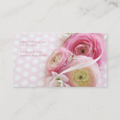 Rosa Blume auf Polka-Punkten Telefonnummerkarte (Rückseite)