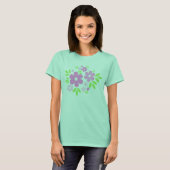 Rosa Blume auf schwarz - Hemd T-Shirt (Vorne ganz)