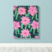 Rosa Blume auf schwarz Leinwanddruck (Insitu (Holzboden))