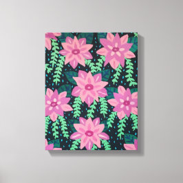 Rosa Blume auf schwarz Leinwanddruck