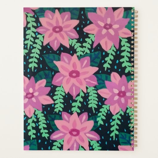 Rosa Blume auf schwarz Planer (Rückseite)