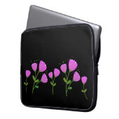 Rosa Blume auf schwarzem Laptop-Sieb Laptopschutzhülle (Vorderseite Links)