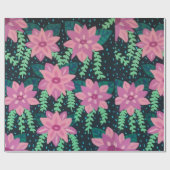 Rosa Blume auf Schwarzweißdruck Geschenkpapier (Flach)