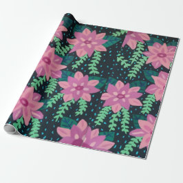 Rosa Blume auf Schwarzweißdruck Geschenkpapier