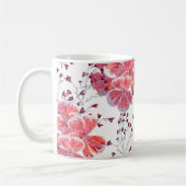 Rosa Blume auf Weiß. Kaffeetasse (Links)