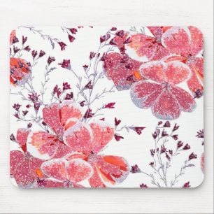 Rosa Blume auf Weiß. Mousepad