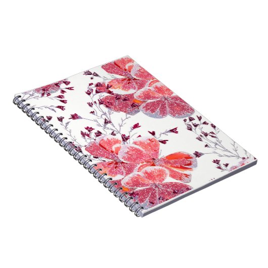 Rosa Blume auf weiß.notebook Notizblock (Rechte Seite)