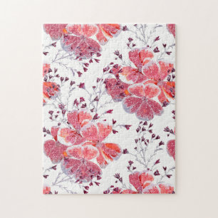 Rosa Blume auf Weiß. Puzzle
