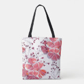 Rosa Blume auf Weiß. Tasche (Rückseite)