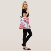 Rosa Blume auf Weiß. Tasche (Am Model)