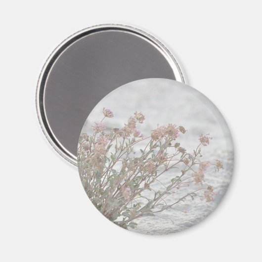 Rosa Blume auf weißem Sand Magnet (Vorderseite/Rückseite)