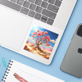 Rosa Blume Aufkleber (Laptop mit iPhone)