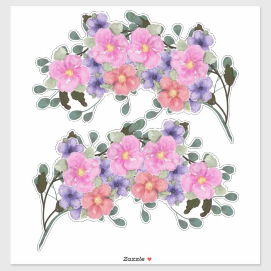 Rosa Blume Aufkleber (Blatt)