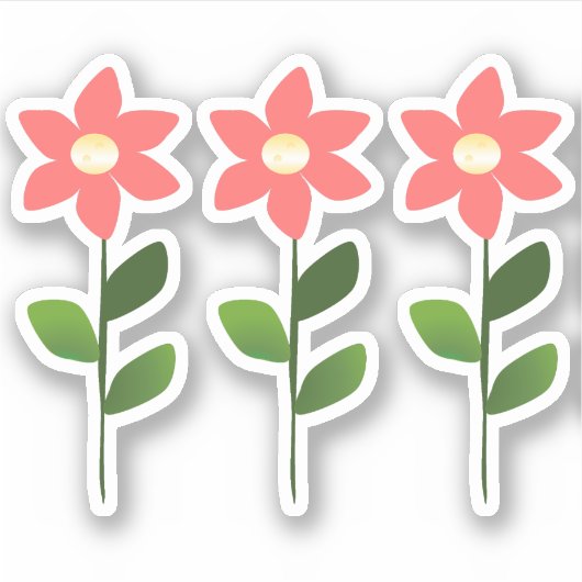 Rosa Blume Aufkleber (Vorderseite)