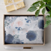 Rosa Blume aus Dusty Blue und Blush Elegant Seidenpapier (Geschenk)