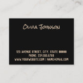 Rosa Blume aus Rosa, goldfarbene Polka-Punkte Glit Visitenkarte (Rückseite)