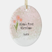 Rosa Blume Baby First Christmas Keramikornament (Rechts)