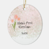 Rosa Blume Baby First Christmas Keramikornament (Links)