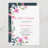 Rosa Blume Baby in Bloom Baby Dusche Einladung (Vorne/Hinten)