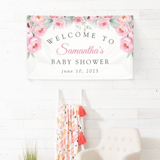 Rosa Blume, Babydusche, Empfang Banner (Insitu)