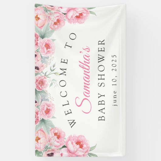 Rosa Blume, Babydusche, Empfang Banner (Vertikal)