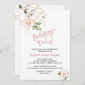 Rosa Blume Bachelorette Wochenende Einladung (Vorne/Hinten)