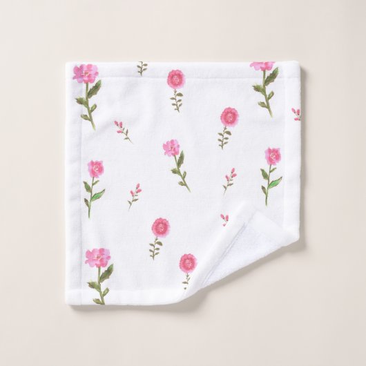 rosa Blume Badhandtuch Set (Waschlappen)