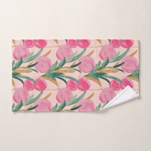 Rosa Blume Badhandtuch Set (Handtuch)