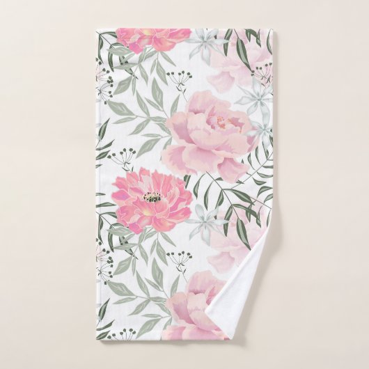 Rosa Blume Badhandtuch Set (Handtuch)