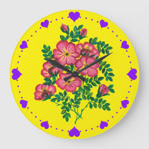 Rosa Blume Bankett Große Wanduhr