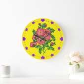 Rosa Blume Bankett Große Wanduhr (Zuhause)