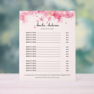 Rosa Blume Beauty Stylist Service Preisliste Acrylschild