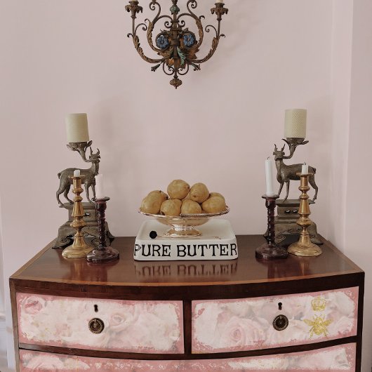 Rosa Blume Bee Gold Flush Blumendekoupage Seidenpapier