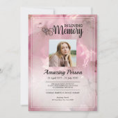 Rosa Blume Beerdigung Reihenfolge des Dienstes Ein Einladung (Vorderseite)