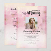 Rosa Blume Beerdigung Reihenfolge des Dienstes Ein Einladung (Vorne/Hinten)