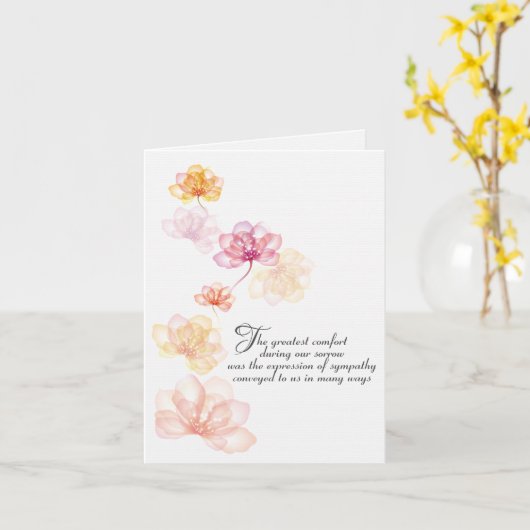 Rosa Blume Beileid Vielen Dank Karte (Gelbe Blume)